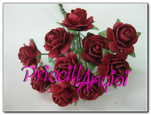 10 rosas abiertas 1.5 cm color ROJO FRAMBUESA - Haga un click en la imagen para cerrar